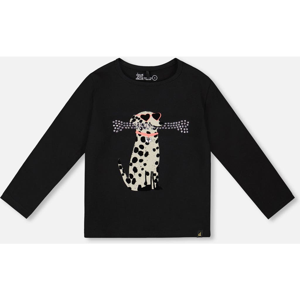 Deux Par Deux Organic Cotton T-shirt With Dalmatian In Black