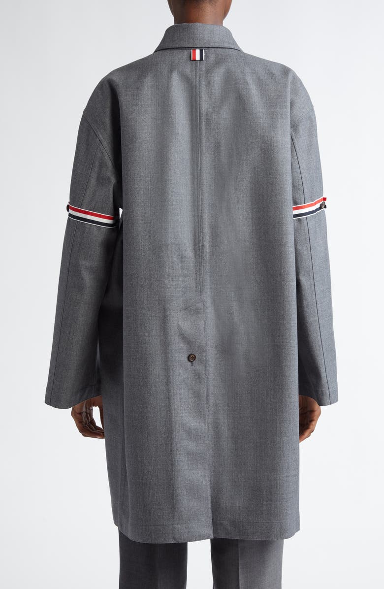 Thom Browne Tricolor Armband Water Resistant Wool Blend Twill Coat, Alternate, color, Medium Grey