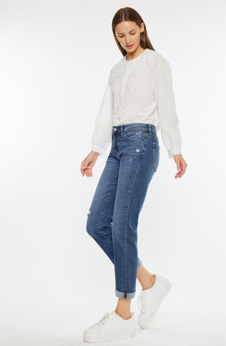 KanCan Pamela Essentials Mid Rise Slim Straight Jeans, Alternate, color, Dark Wash