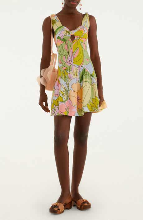 Spring Affair Floral Print Linen Minidress