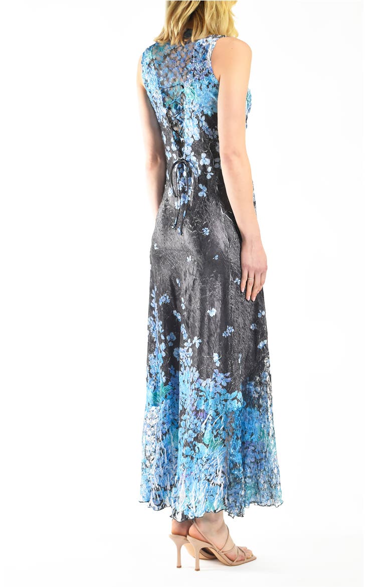 Blue Floral Border Print Maxi Dress, Alternate, color, Blue Hydrangea