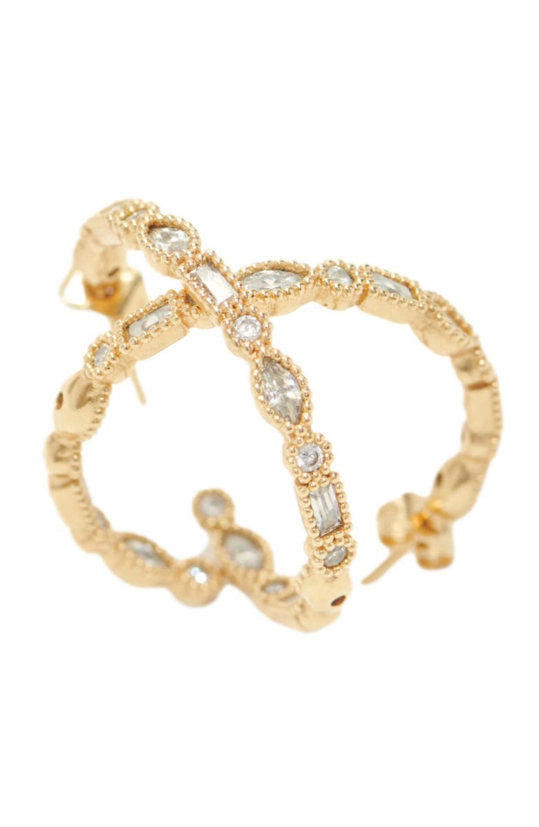 maje Diamanté-embellished large hoop earrings, Alternate, color, Gold