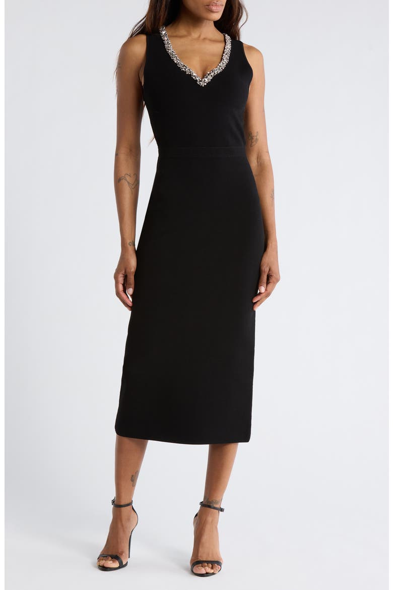Khari Sleeveless Midi Dress, Main, color, BLACK