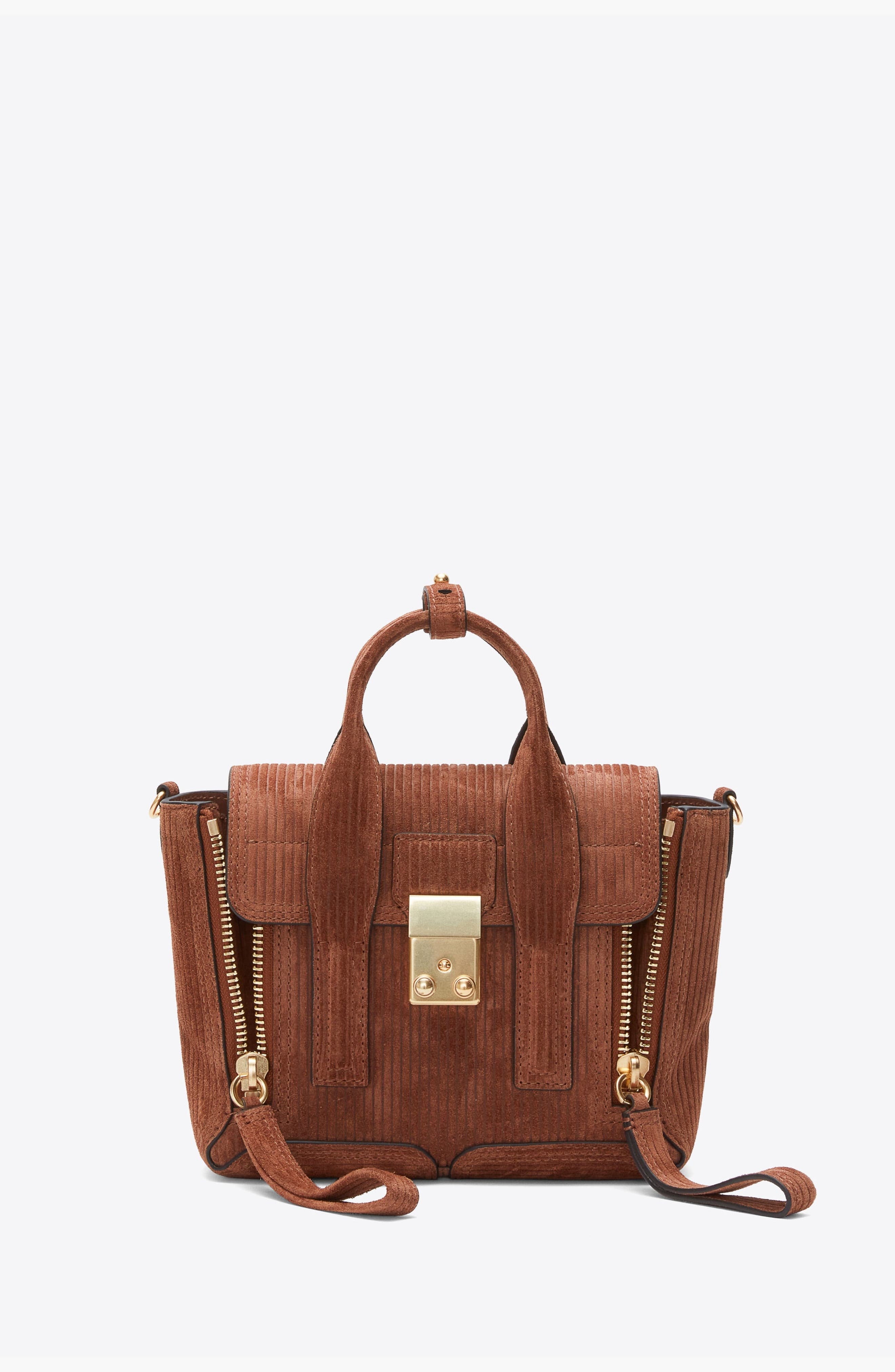 Pashli Mini Embossed Suede Handbag, Main, color, Saddle