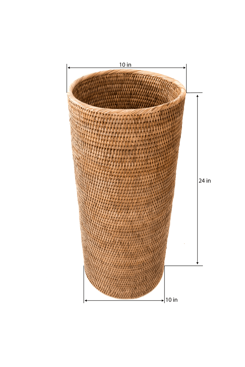 Artifacts Rattan Round Umbrella Basket, Alternate, color, Honey Brown