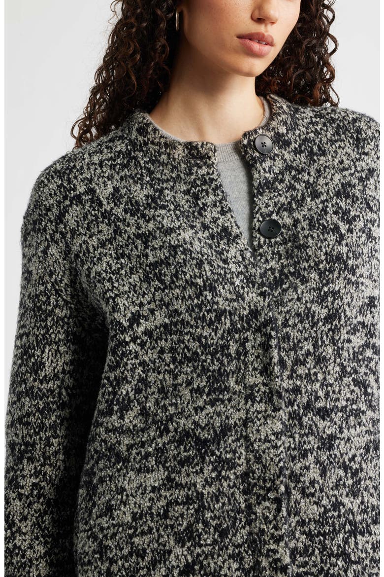 Marled Bouclé Sweater Coat, Alternate, color, BLACK-IVORY MARL