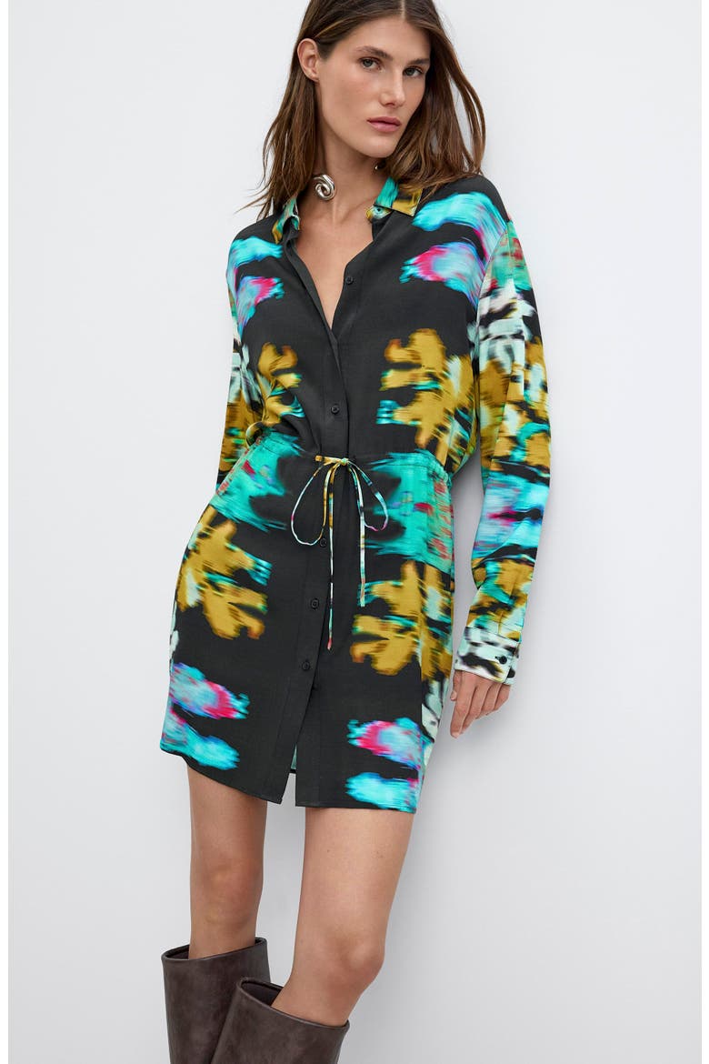 M C Lacroix Long Sleeve Minidress, Main, color, BLACK