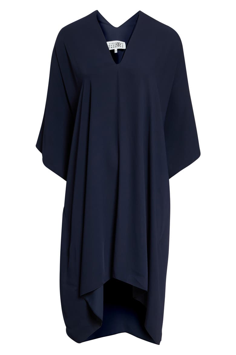 V-Neck High-Low Jersey Midi Dress, Alternate, color, BLUE NAVY
