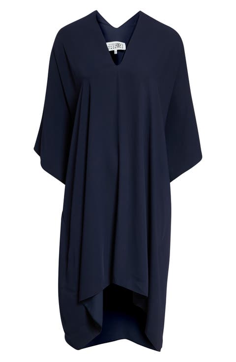 V-Neck High-Low Jersey Midi Dress