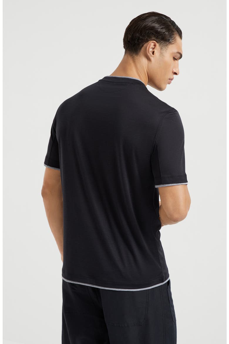 T-shirt with faux-layering, Alternate, color, Black