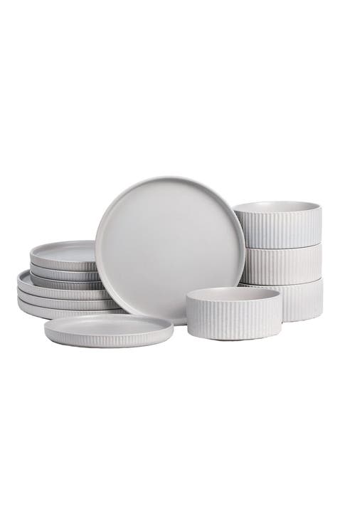 Haven Stoneware 16-Piece  Dinnerware Set with Pasta Bowls