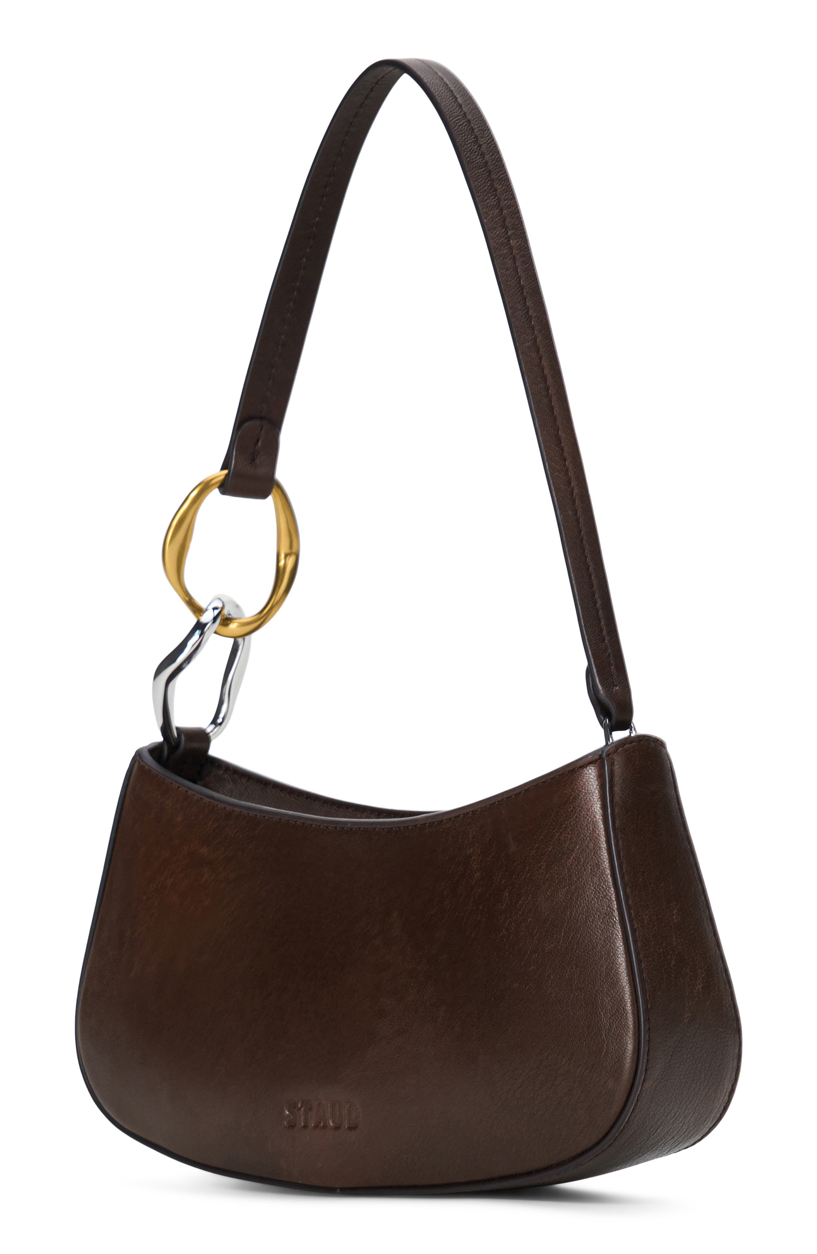 STAUD Ollie Shoulder Bag, Alternate, color, Espresso Distressed