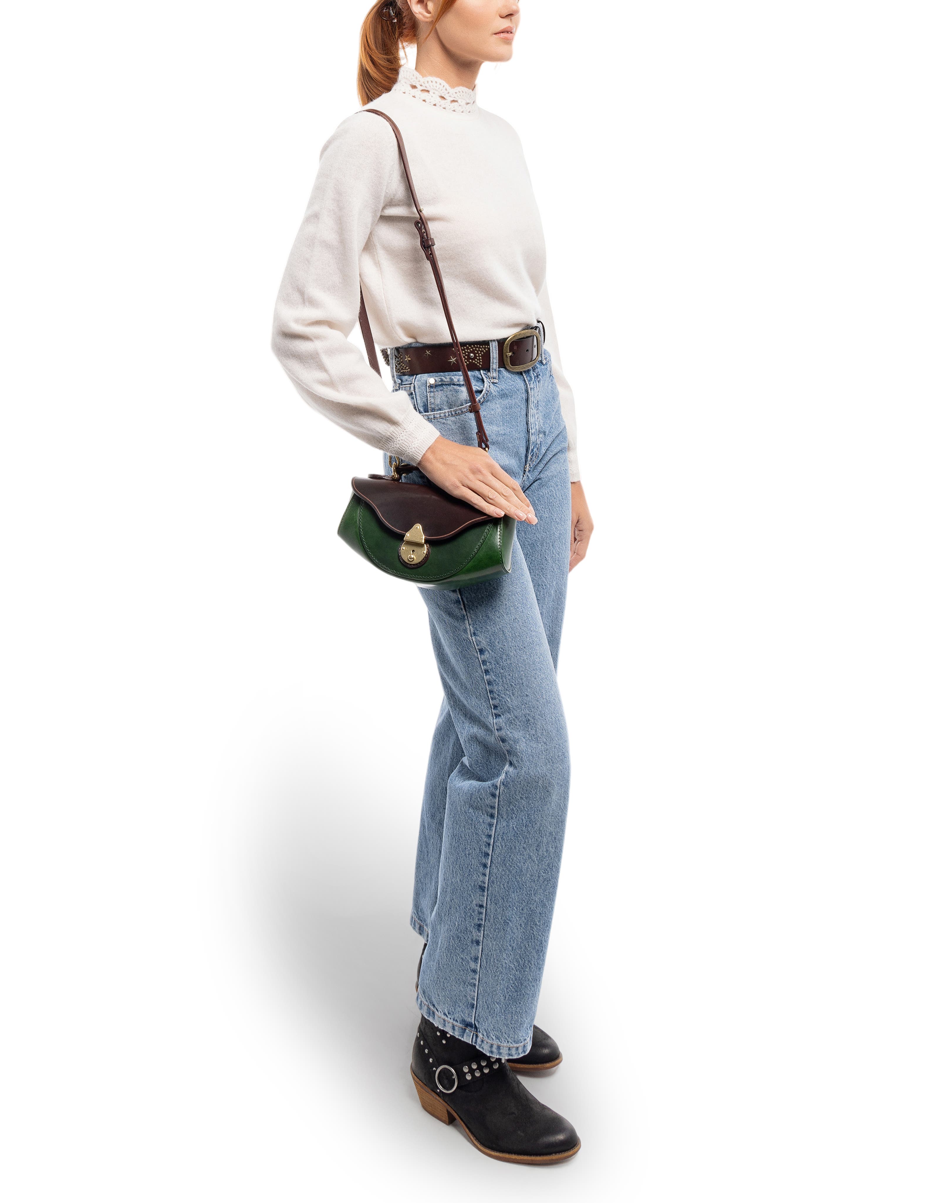 Azalea Genuine Leather Vintage Everyday Crossbody, Alternate, color, Green