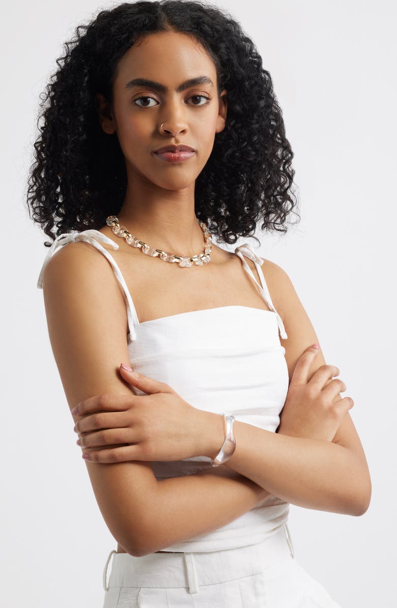 Open Edit Mariner Resin Link Collar Necklace, Alternate, color, Clear- Gold