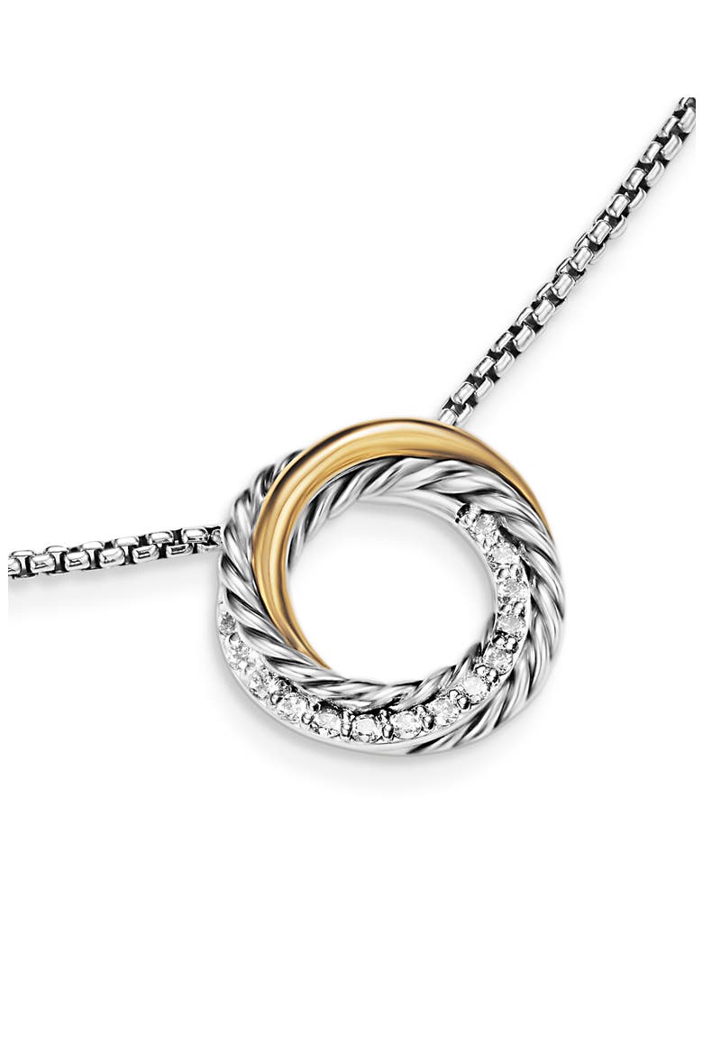 Crossover Pendant Necklace in Sterling Silver with 18K Yellow Gold and Diamonds, 14.5mm, Alternate, color, STERLING SILVER AND 18K GOLD