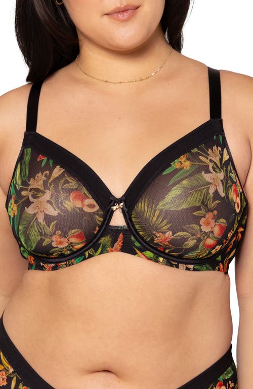 Curvy Couture Full Figure Mesh Underwire Bra In Brown