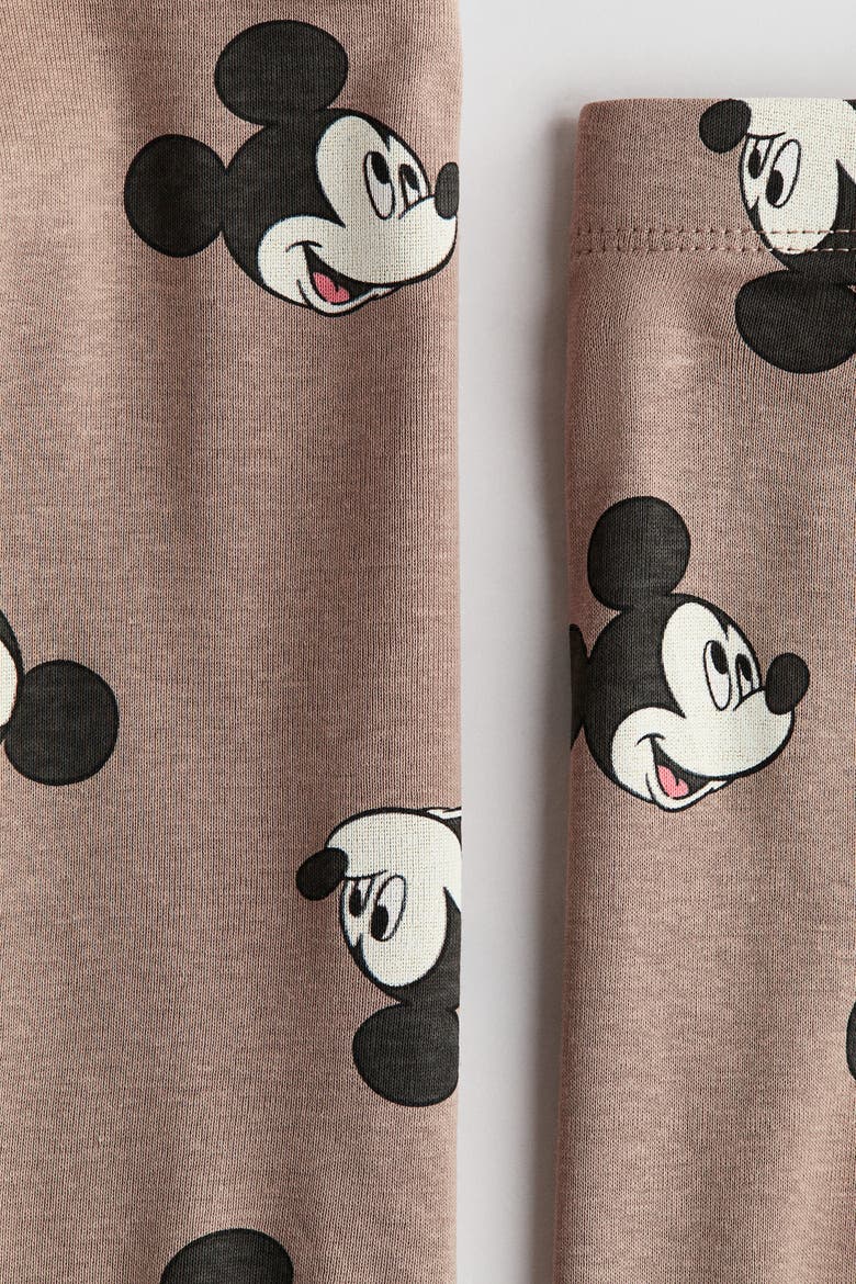 Snug Fit Printed Pyjamas, Alternate, color, Brown/Mickey Mouse