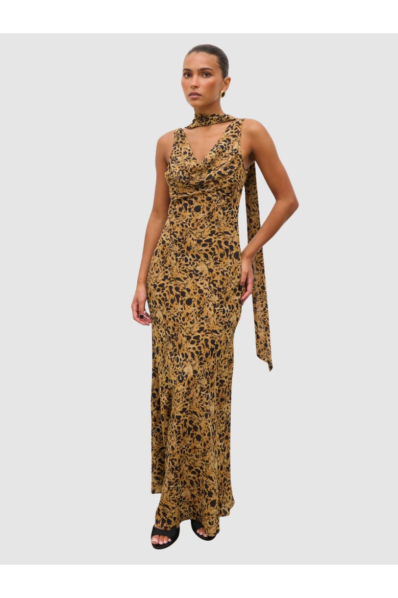 Arden Cowl Maxi Dress, Main, color, Abstract Leopard