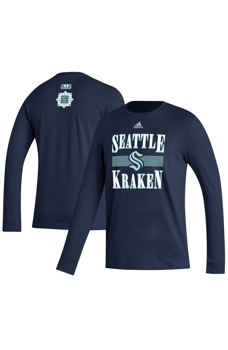 adidas Men's adidas Navy Seattle Kraken Reverse Retro 2.0 Fresh Playmaker Long Sleeve T-Shirt, Main, color, 