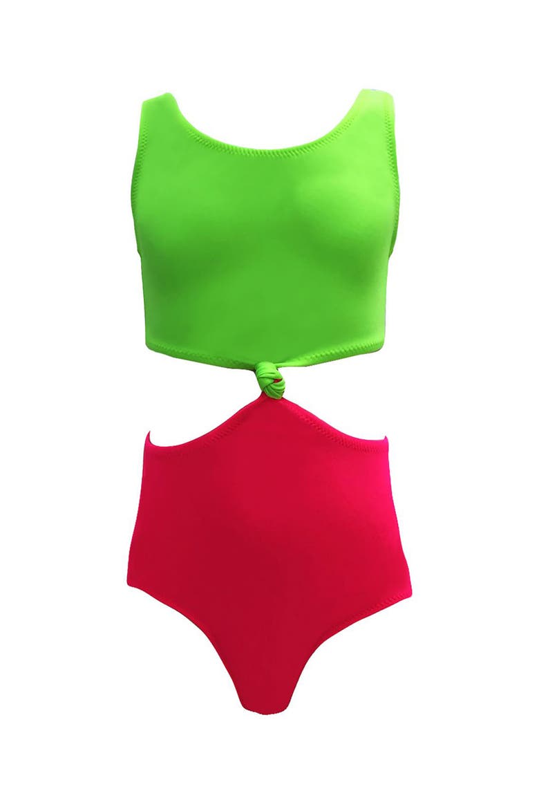 Knot-Front Cutout One-Piece Swimsuit, Toddler, Little Kid & Big Kid, Main, color, Multicolor