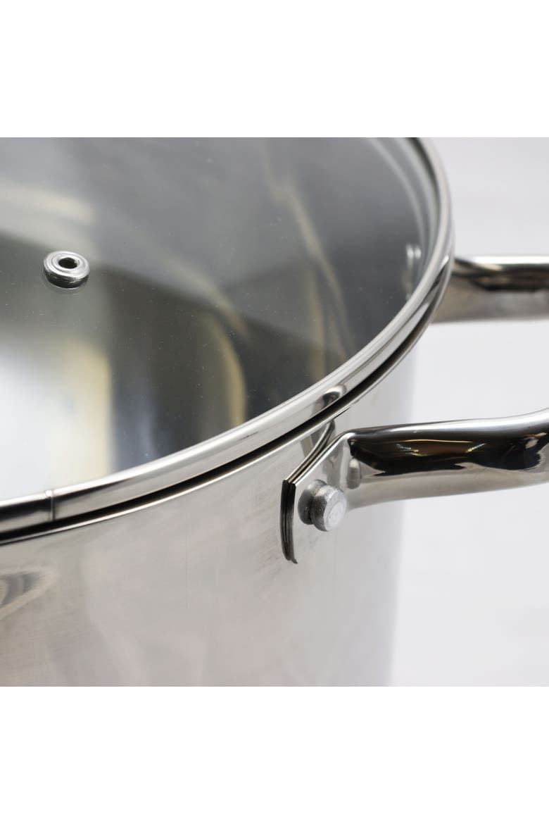 Adenmore 16 Quart Stainless Steel Stock Pot With Tempe Glass Lid, Alternate, color, Metallic Silver
