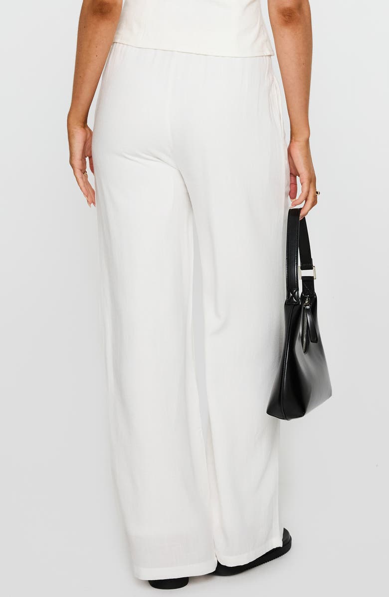 Princess Polly Parklea High Waist Linen Blend Drawstring Pants, Alternate, color, White