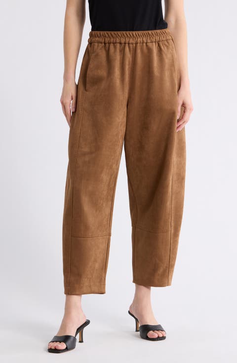 Faux Suede Barrel Pants