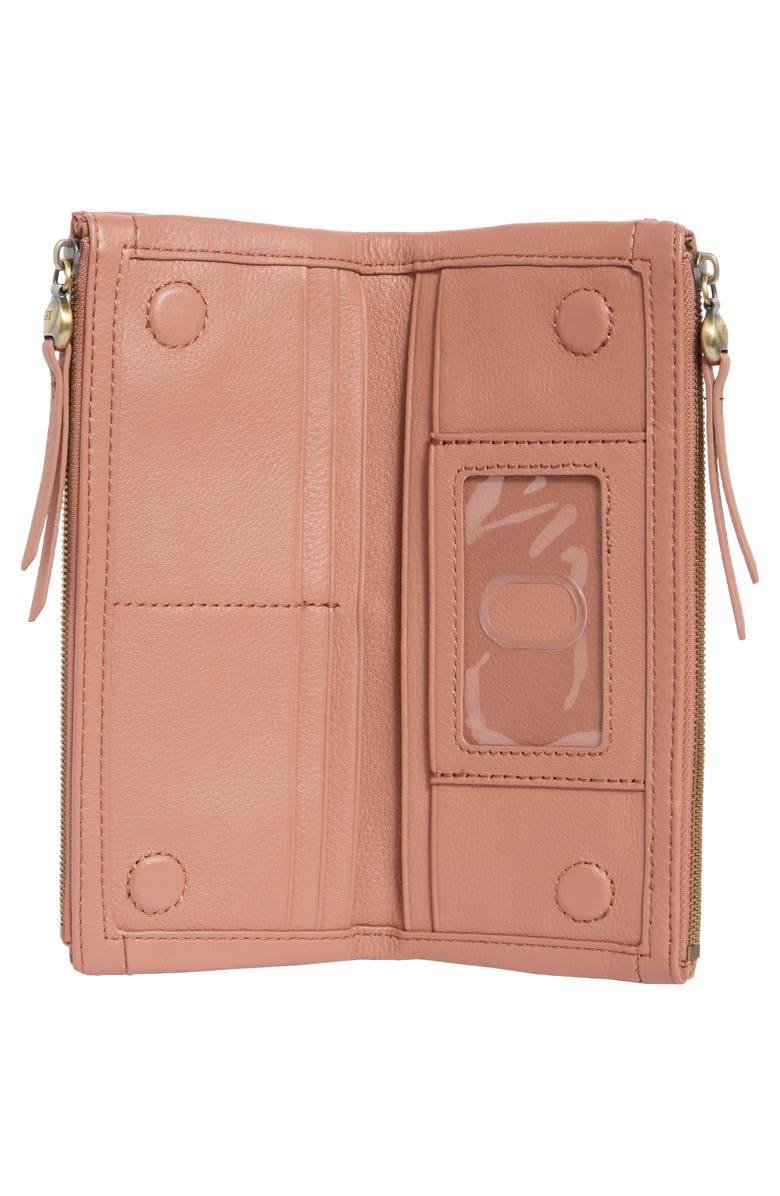 HOBO Keen Large Zip Top Leather Wallet, Alternate, color, Cork