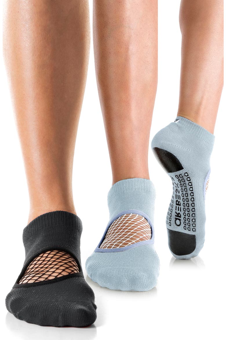 Phish Net Assorted 2-Pack No-Slip Socks, Alternate, color, CHARCOAL / LIGHT BLUE