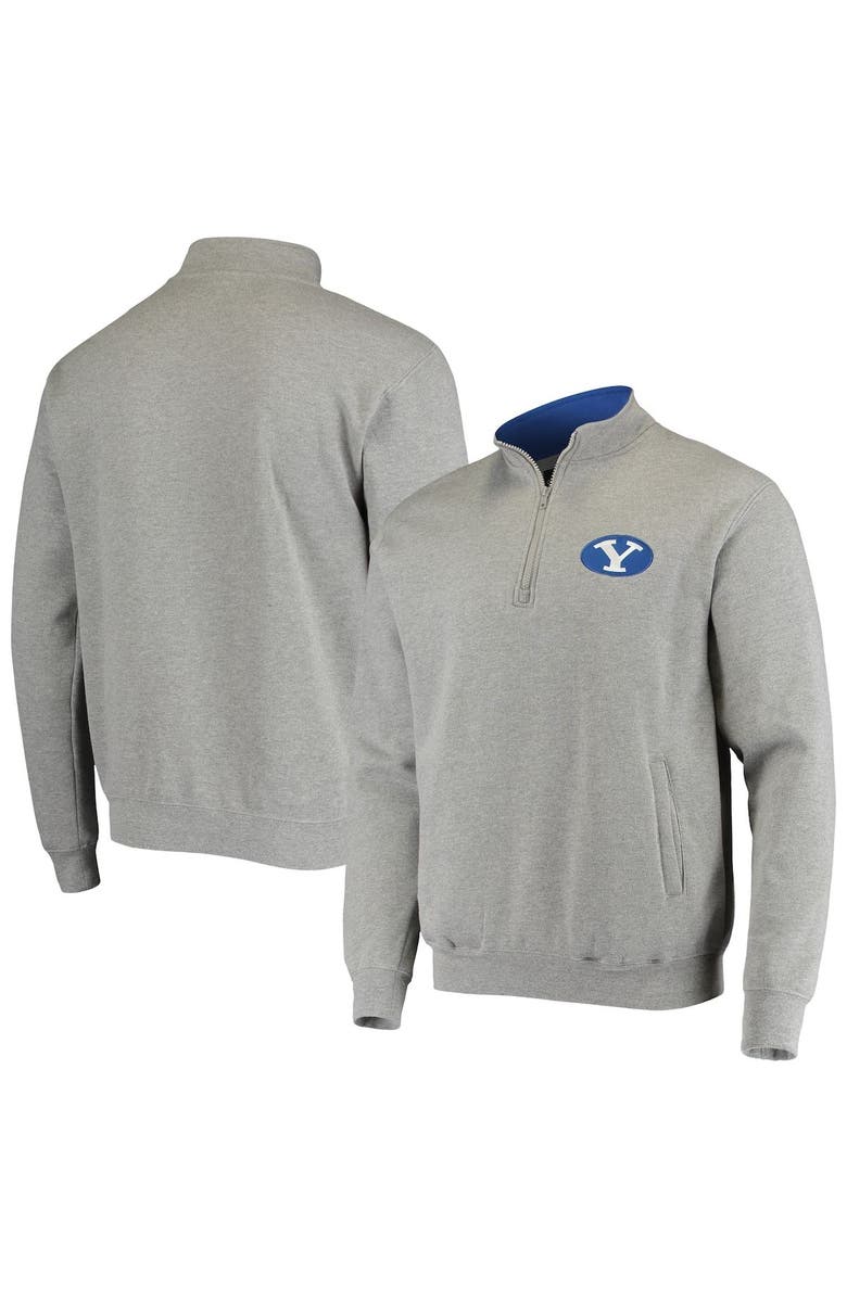 COLOSSEUM Men's Colosseum Heathered Gray BYU Cougars Tortugas Logo Quarter-Zip Jacket, Main, color, 