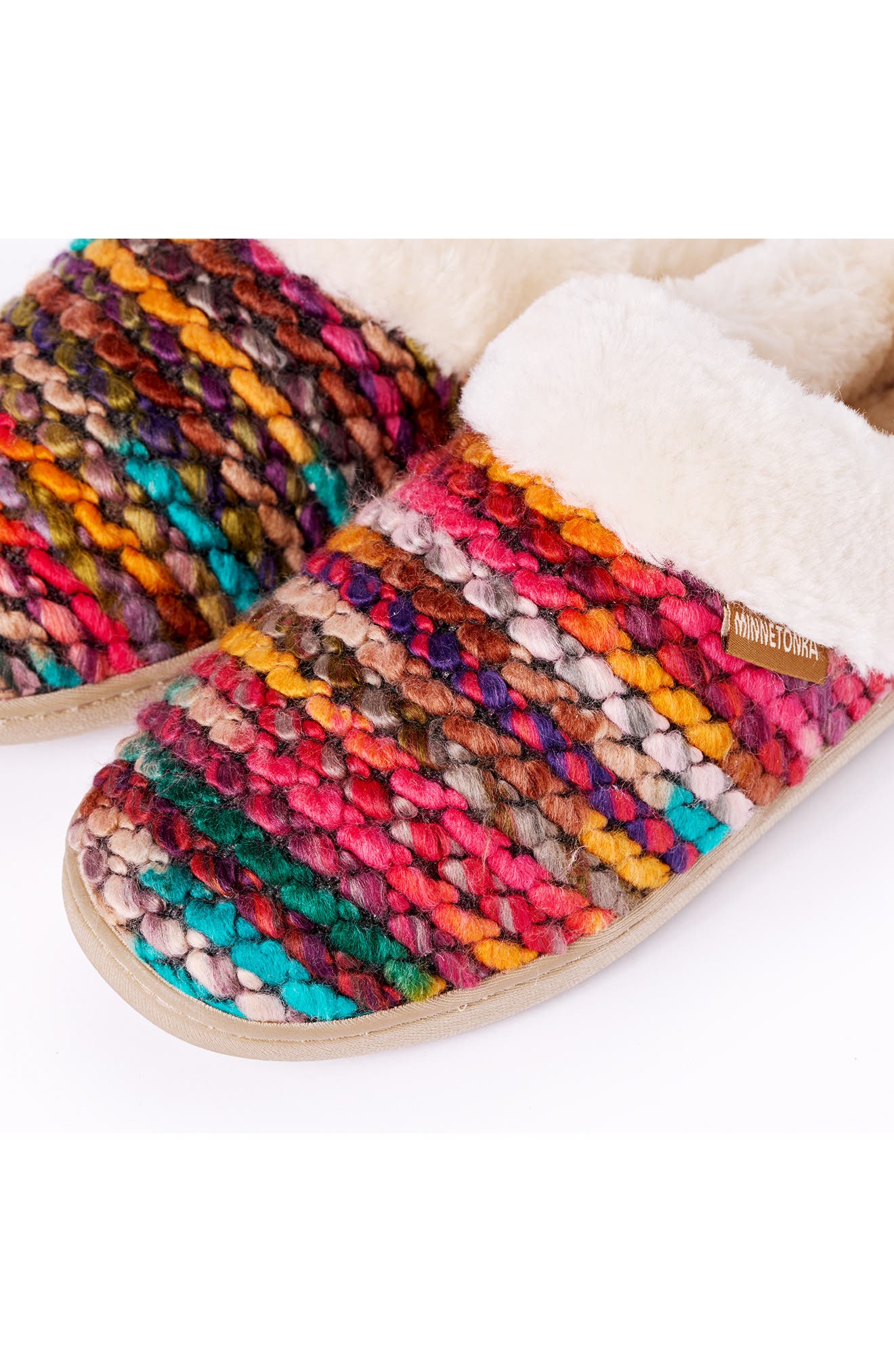 Dina Faux Fur Lined Slipper, Alternate, color, KNIT MULTI