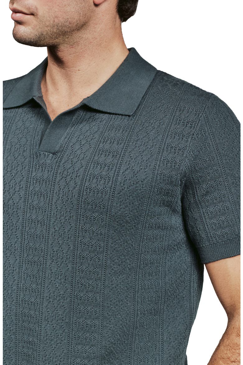 Gavin Johnny Collar Polo Sweater, Alternate, color, PETROL NAVY