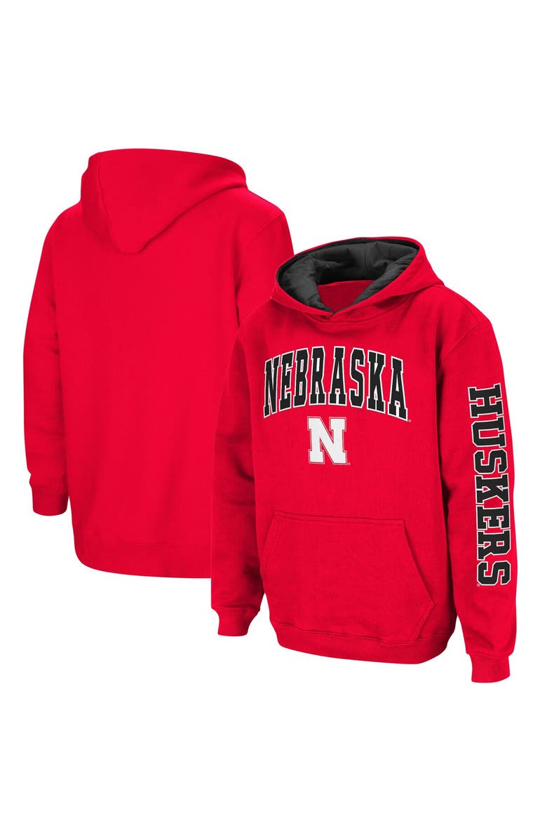 COLOSSEUM Youth Colosseum Scarlet Nebraska Huskers 2-Hit Team Pullover Hoodie, Main, color, Scarlet
