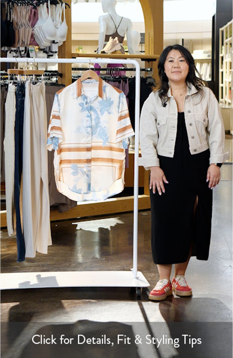 Lara Floral Print & Stripe Satin Shirt, sales video thumbnail