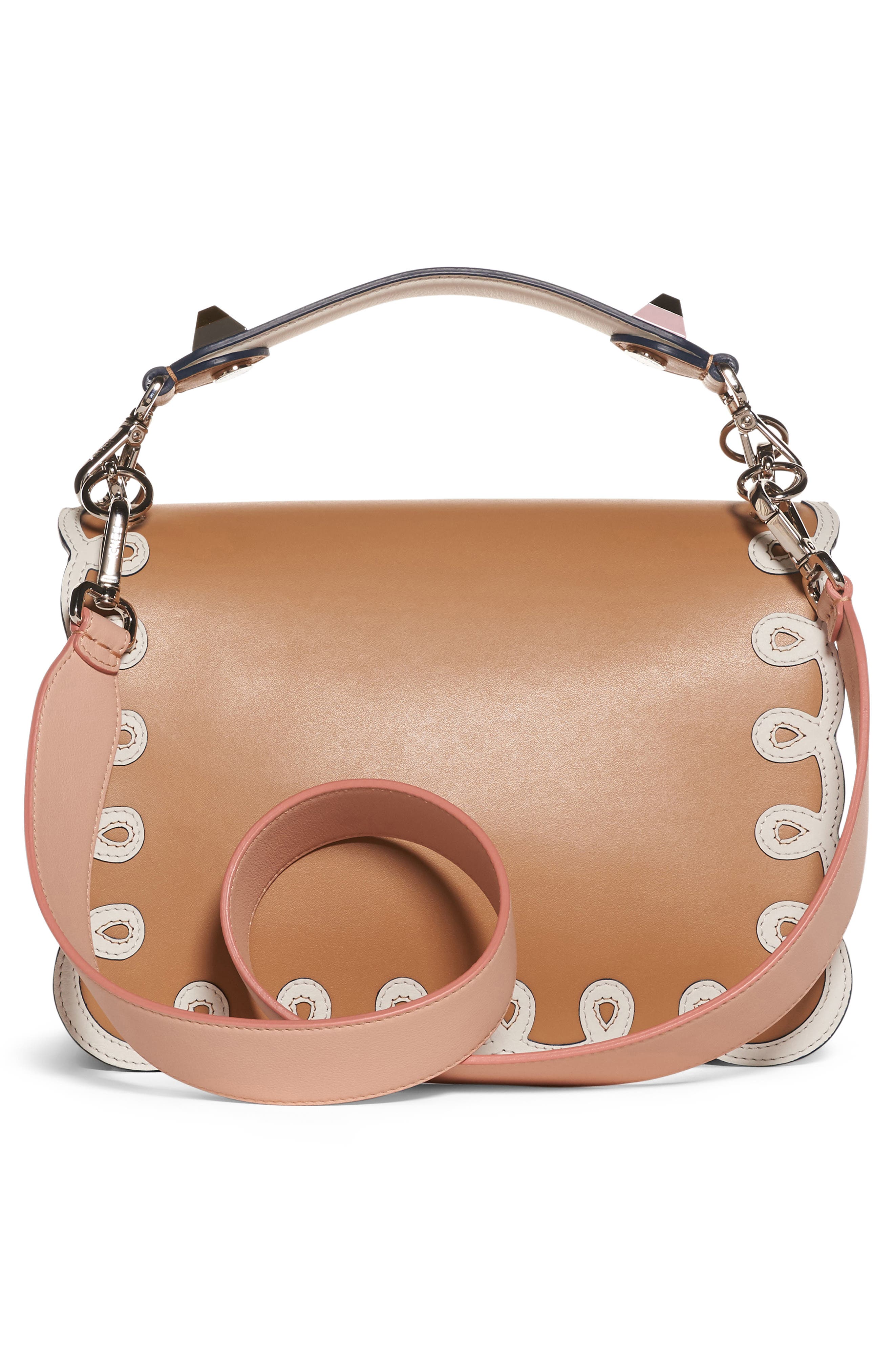 Fendi Kan I Scalloped Leather Shoulder Bag, Alternate, color, 