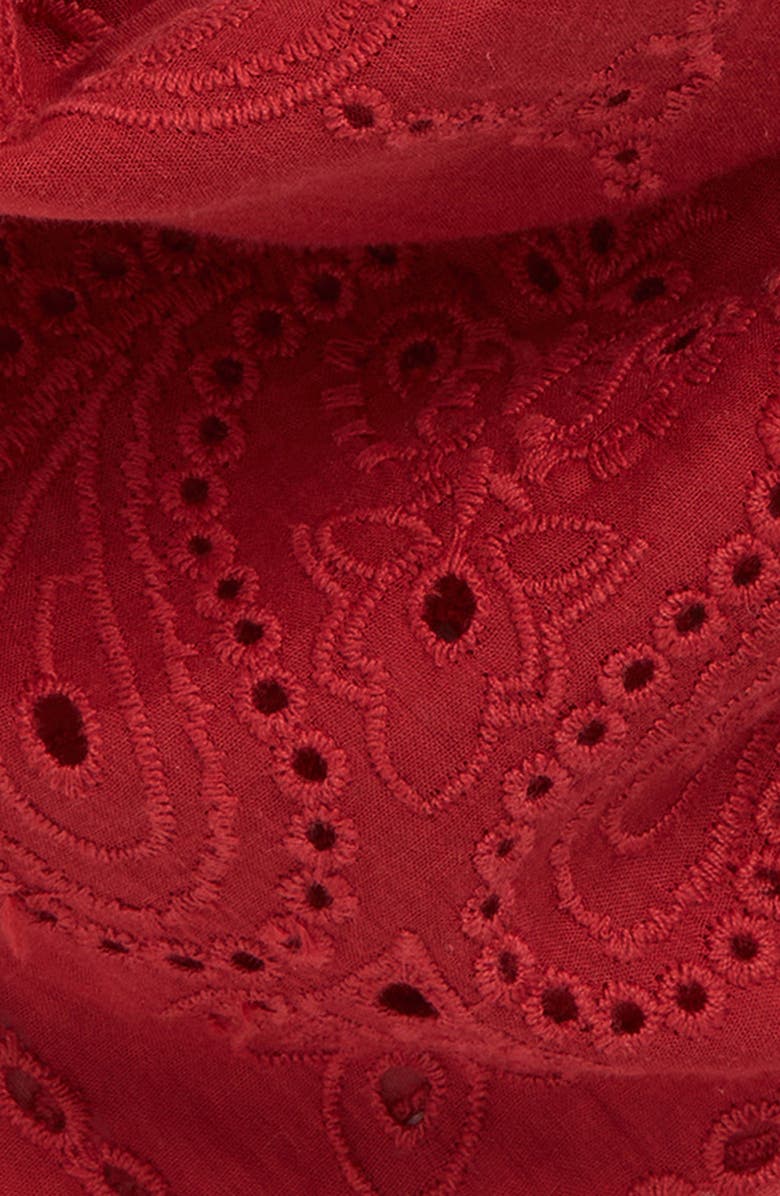 Madewell Embroidered Floral Eyelet Organic Cotton Bandana, Alternate, color, Bandana Eyelet Chilli Pepper