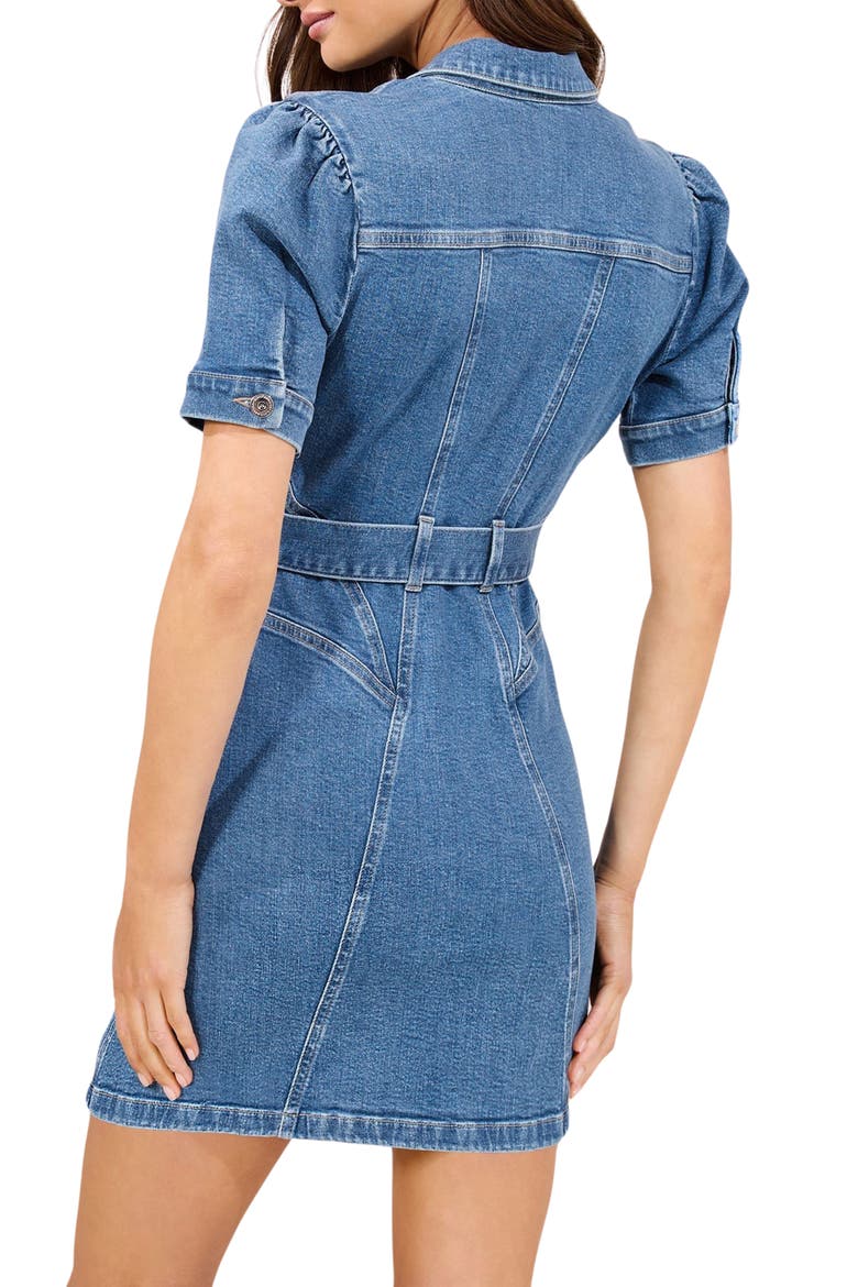 Belted Denim Mini Shirtdress, Alternate, color, MID WASH