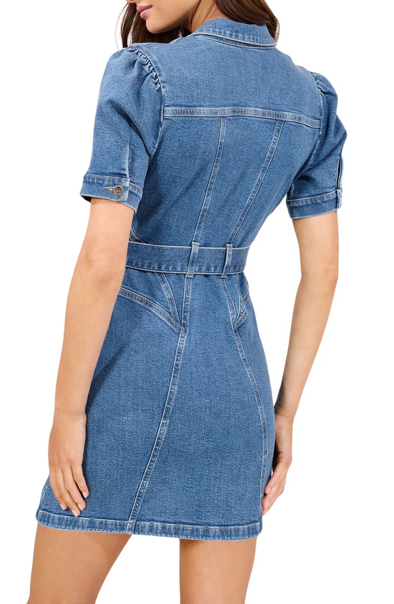 Lipsy Belted Denim Mini Shirtdress, Alternate, color, Mid Wash
