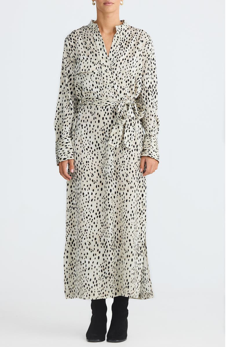 Brave+True Sampson Print Tie Waist Long Sleeve Maxi Dress, Main, color, Ocelot