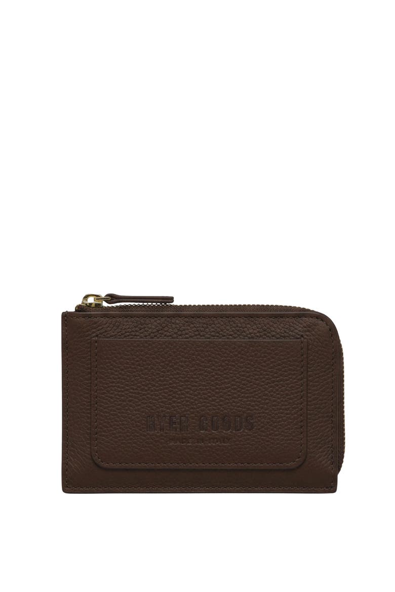 Upcycled Italian Leather Zip-Around Card Wallet, Main, color, Brown Pebbled