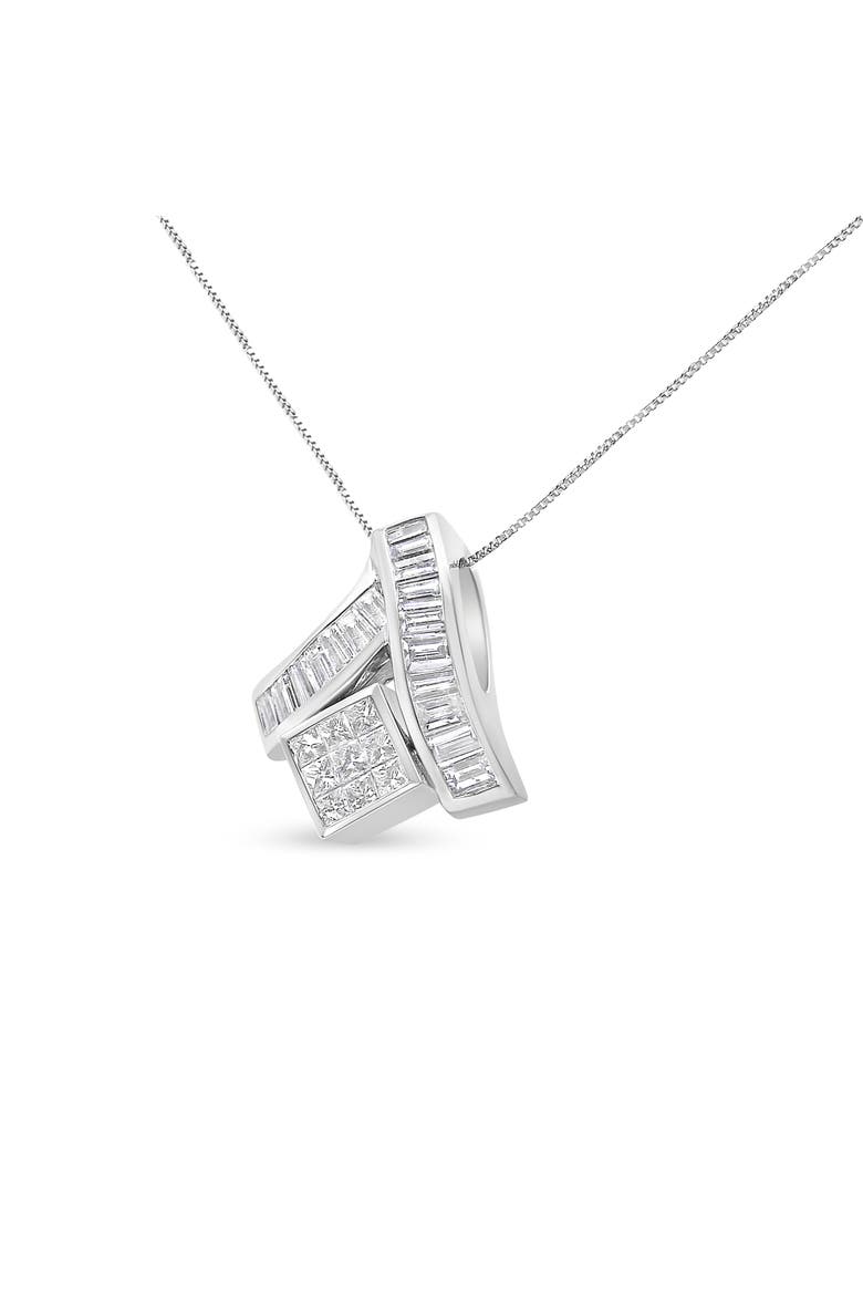 14K White Gold 1 7/8 cttw Mixed Geometry Diamond Pendant Necklace, Alternate, color, White