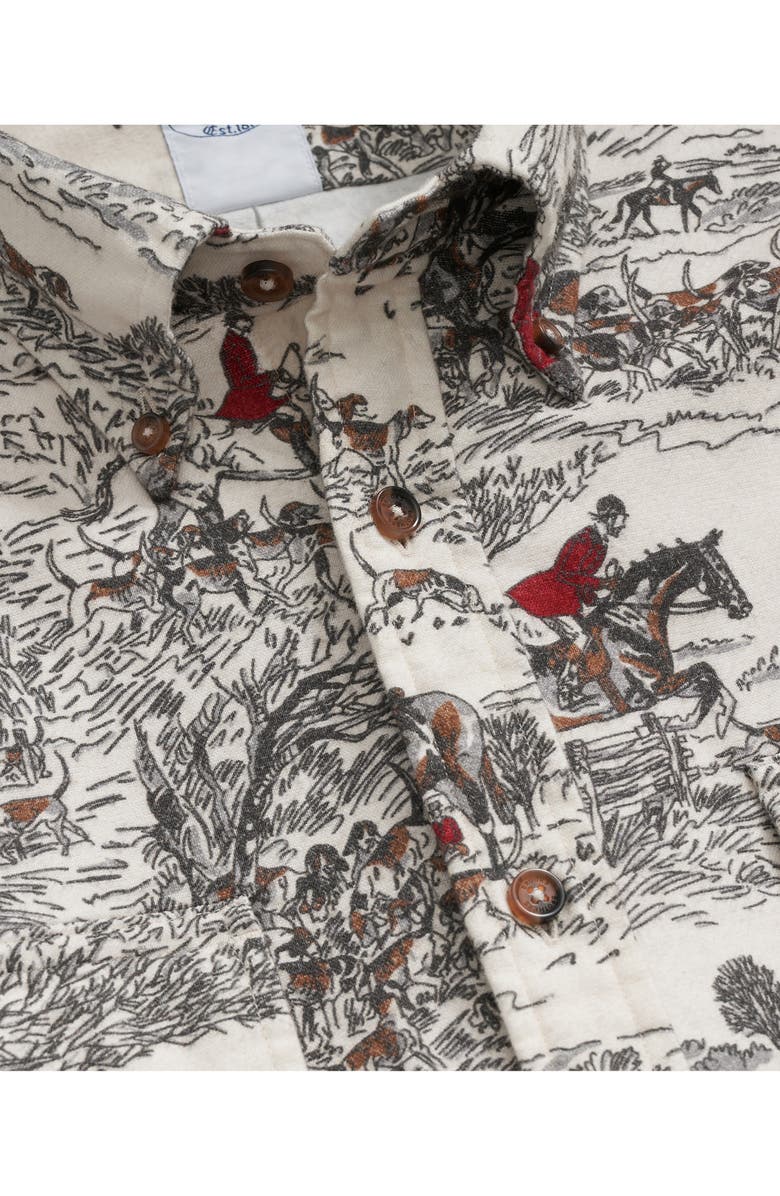 Brooks Brothers Archive Print Flannel Button-Up Shirt, Alternate, color, Oatmeal