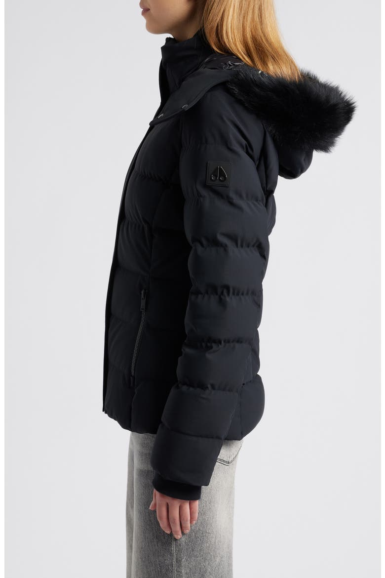 Betta Shearling Trim 800 Fill Power Down Water Repellent Jacket, Alternate, color, BLACK W BLACK S