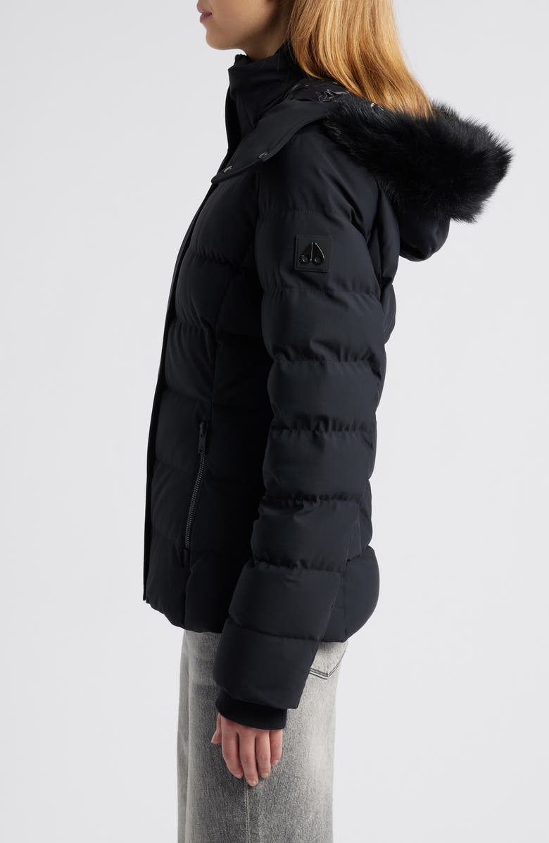 Moose Knuckles Betta Shearling Trim 800 Fill Power Down Water Repellent Jacket, Alternate, color, Black W Black S