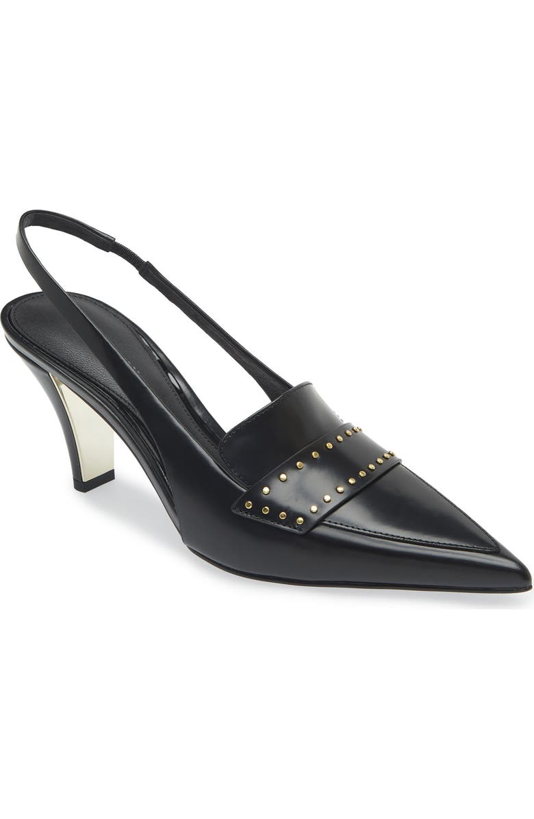 Rebecca Minkoff Paris Stud Slingback Pointed Toe Pump, Main, color, Black