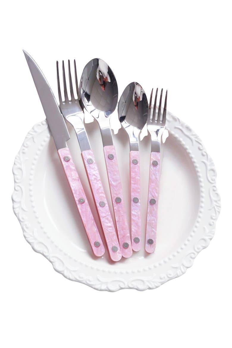 Salt Lake Flatware, Modern Elegant Cutlery Silverware Set, Main, color, Pink
