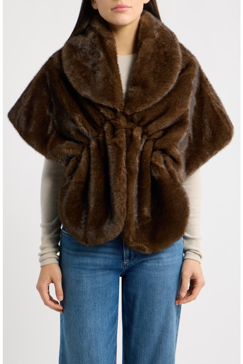 Faux Fur Shawl, Main, color, BROWN