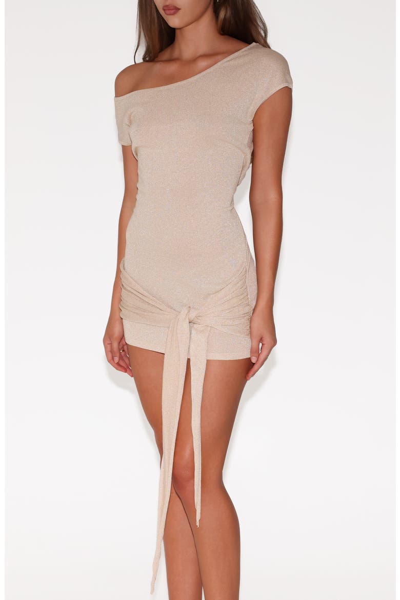 Sotera Off the Shoulder Knit Minidress, Alternate, color, GOLD