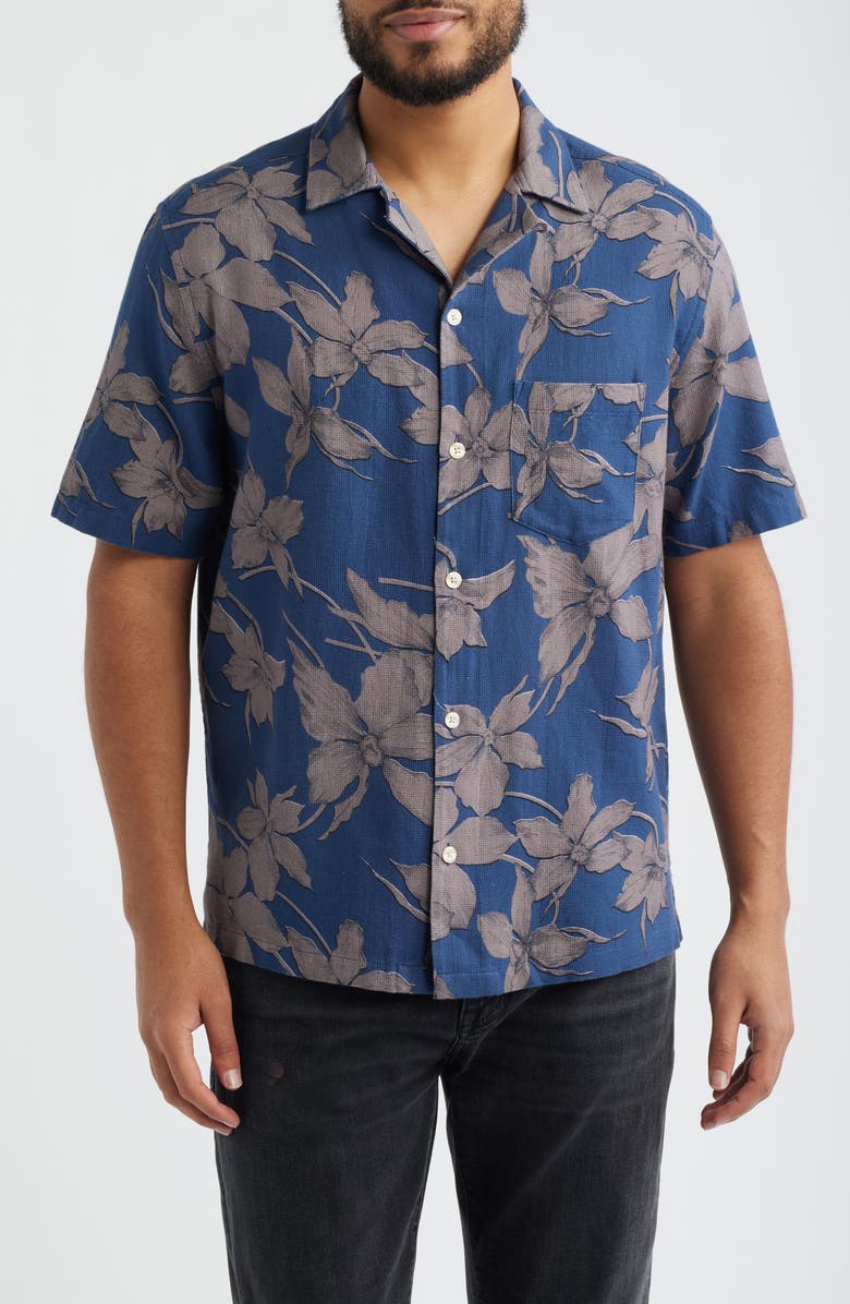 AllSaints Parterre Print Button-Up, Main, color, Bay Blue