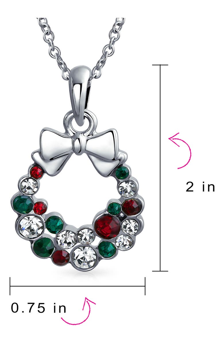 BLING JEWELRY Christmas Wreath Pendant Necklace, Alternate, color, 